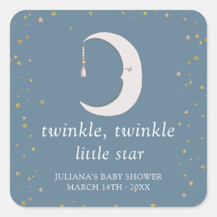 Adesivo Quadrado Twinkle Twinkle - Pequena Chá de fraldas de Estrel