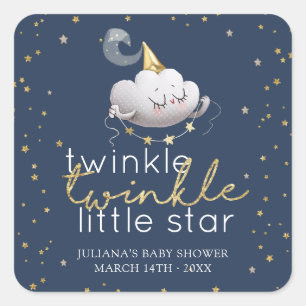 Adesivo Quadrado Twinkle Twinkle - Pequena Chá de fraldas de Estrel