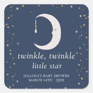 Adesivo Quadrado Twinkle Twinkle - Pequena Chá de fraldas de Estrel
