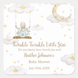 Adesivo Quadrado Twinkle Twinkle Pequena Chá de fraldas de Estrelin