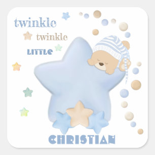 Adesivo Quadrado Twinkle Twinkle Pequena Estrela Bebê Bebê Ursinh