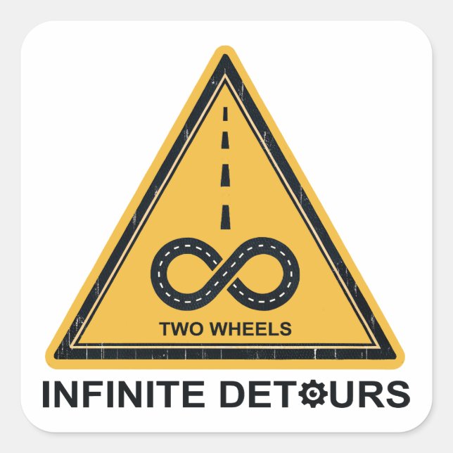 Adesivo Quadrado Two Wheels Infinite Detours Cycling (Frente)