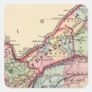 Adesivo Quadrado Tyler, Ritchie, Pleasants, madeira, condados de