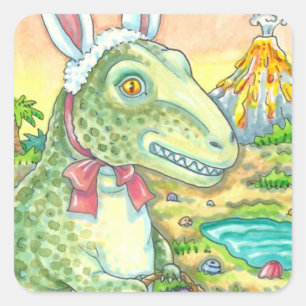 ADESIVO QUADRADO TYRANNOSAURUS, T-REX GENTO, DINO BUNNY LESTE