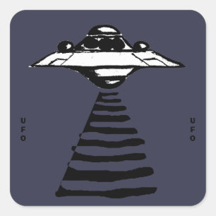 Adesivo Quadrado U.F.O - Preto e Branco em Roxo