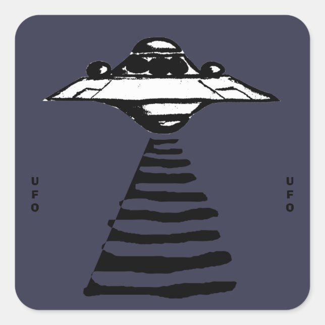 Adesivo Quadrado U.F.O - Preto e Branco em Roxo (Frente)