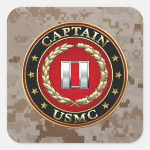 Adesivo Quadrado U.S. Fuzileiros navais: Captain (capitão) do USMC
