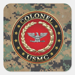 Adesivo Quadrado U.S. Fuzileiros navais: Coronel (Col) do USMC [3D]