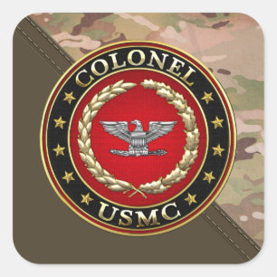 Adesivo Quadrado U.S. Fuzileiros navais: Coronel (Col) do USMC [3D]