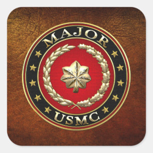Adesivo Quadrado U.S. Fuzileiros navais: Major (major) do USMC [3D]