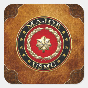 Adesivo Quadrado U.S. Fuzileiros navais: Major (major) do USMC [3D]