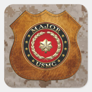 Adesivo Quadrado U.S. Fuzileiros navais: Major (major) do USMC [3D]