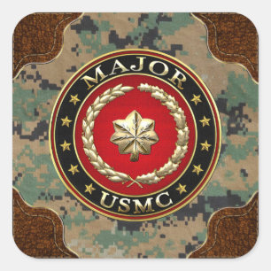 Adesivo Quadrado U.S. Fuzileiros navais: Major (major) do USMC [3D]