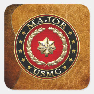 Adesivo Quadrado U.S. Fuzileiros navais: Major (major) do USMC [3D]