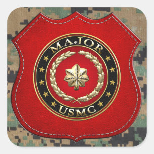 Adesivo Quadrado U.S. Fuzileiros navais: Major (major) do USMC [3D]