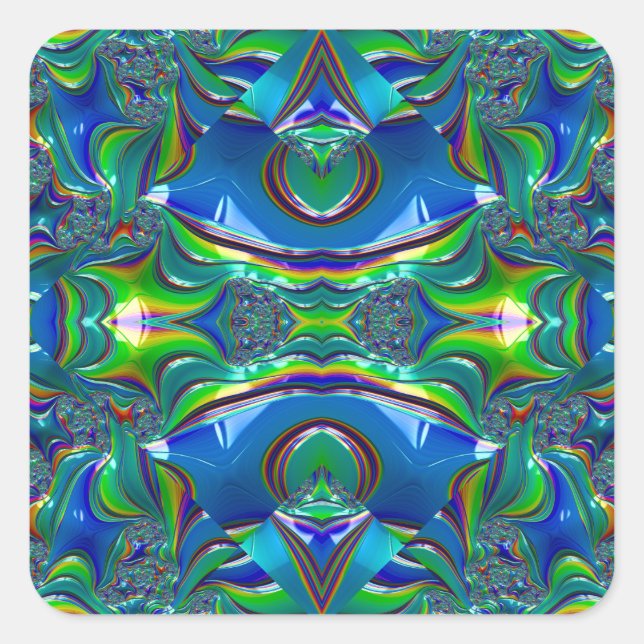 Adesivo Quadrado ~UAU! Azul brilhante, verde, vermelho ~ (Frente)