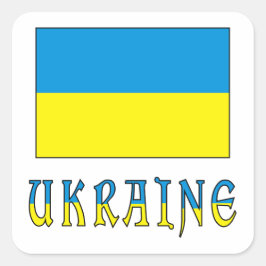 Adesivo Quadrado Ucrânia e Bandeira Ucraniana