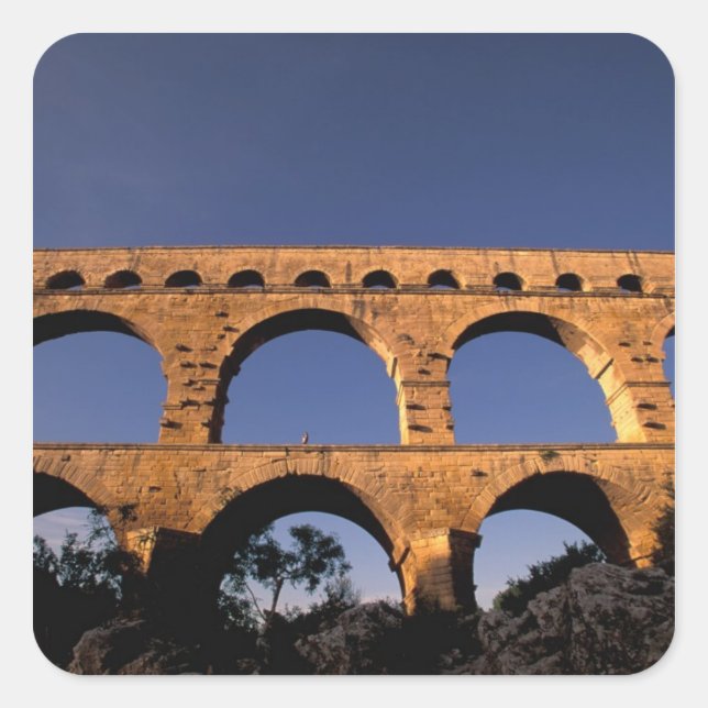 Adesivo Quadrado UE, França, Provença, Gard, Pont du Gard. romano (Frente)
