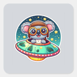 Adesivo Quadrado UFO Funny Koala