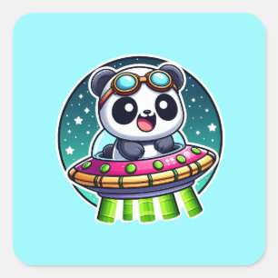 Adesivo Quadrado UFO Happy Panda
