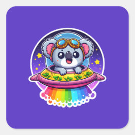 Adesivo Quadrado UFO Rainbow Koala