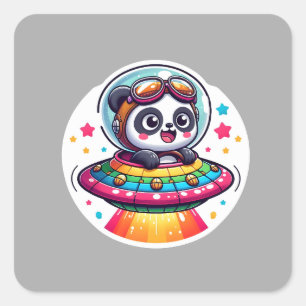Adesivo Quadrado UFO Rainbow Panda