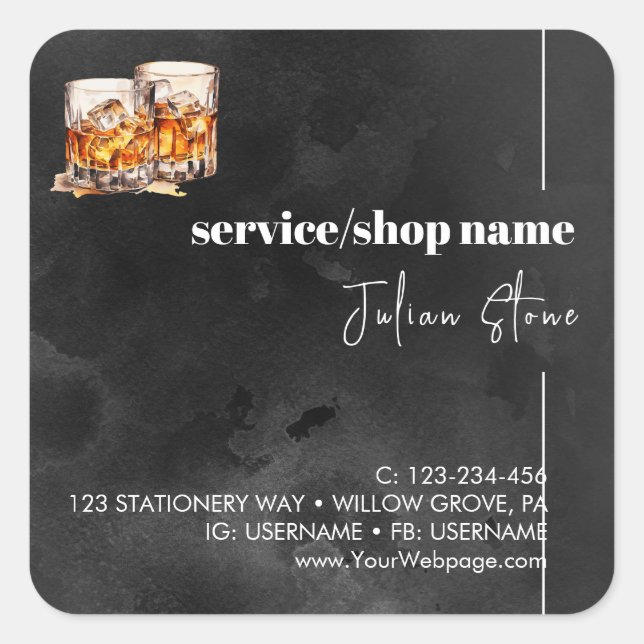 Adesivo Quadrado Uísque preto (Frente)