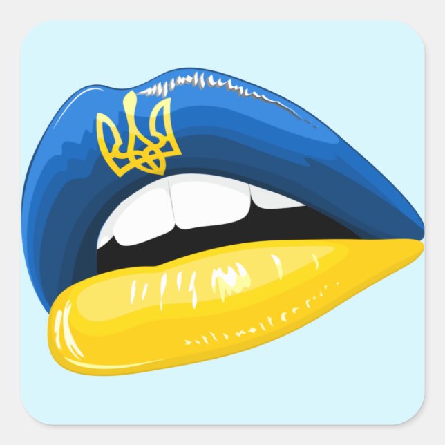 Adesivo Quadrado Ukraine Flag Colors Lipstick (Frente)