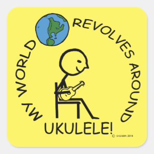 Adesivo Quadrado Ukulele - O Mundo Revola-se em Torno do Sticker Qu