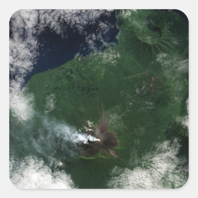 Adesivo Quadrado Ulawun Volcano da Nova Inglaterra Summit (Frente)