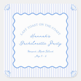 Adesivo Quadrado Última Torrada na Festa Azul de Solteira na Costa