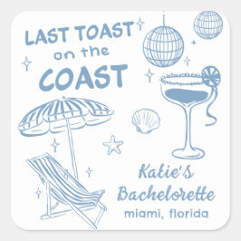 Adesivo Quadrado Último brinde Na Bachelorette Desenhada À Costeira