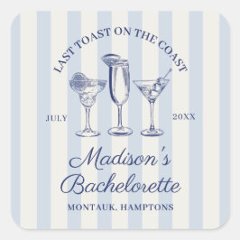 Adesivo Quadrado Último Brinde na Costa Listras Azuis Empoeiradas