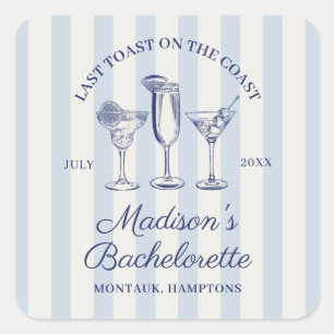 Adesivo Quadrado Último Brinde na Costa Listras Azul Poeirento