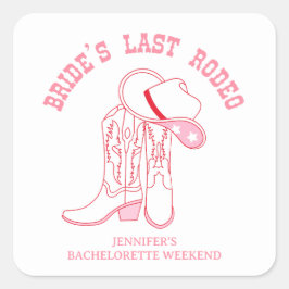 Adesivo Quadrado último rodeio da noiva despedida de solteira pink