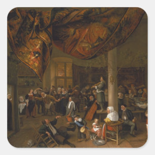 Adesivo Quadrado Um Banquete de Casamento da Vila com Reveladores