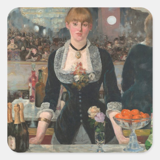 Adesivo Quadrado Um Bar no Manet Folies-Bergère Edouard (Frente)
