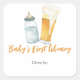 Adesivo Quadrado Um bebê está a preparar cerveja - a primeira bibli