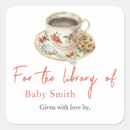 Adesivo Quadrado Um bebê está preparando café - para a biblioteca d