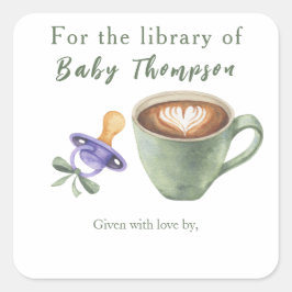 Adesivo Quadrado Um bebê está preparando café - para a biblioteca d