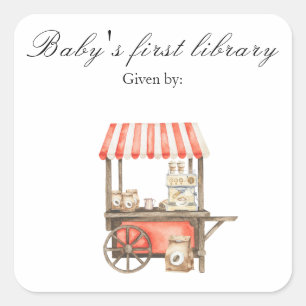 Adesivo Quadrado Um bebê está preparando café - primeira biblioteca