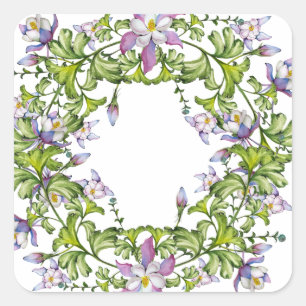 Adesivo Quadrado Um belo e delicado arranjo de flores de columbina
