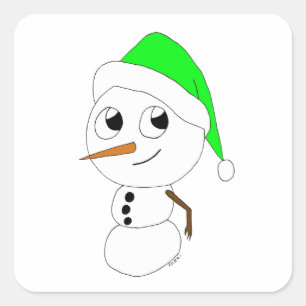 Adesivo Quadrado um boneco de neve chibi  