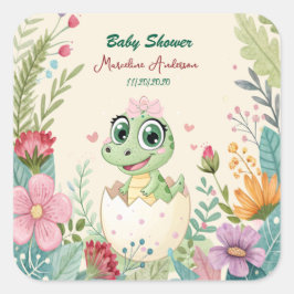 Adesivo Quadrado Um bonito dinossauro Aquarela Apanhando em breve