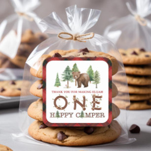 Adesivo Quadrado Um Camper Feliz Obrigado Vinheta Quadrada