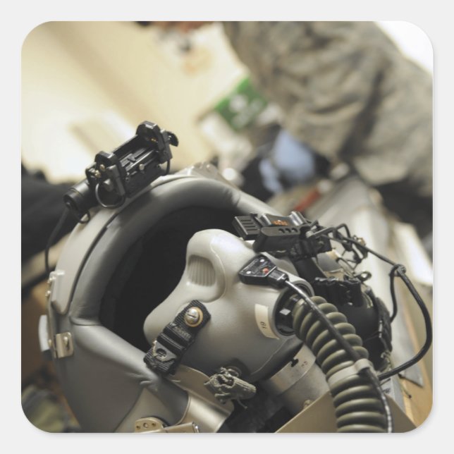 Adesivo Quadrado Um capacete de tripulante de voo totalmente montad (Frente)