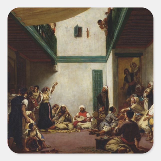 Adesivo Quadrado Um casamento judeu em Marrocos, 1841 (Frente)