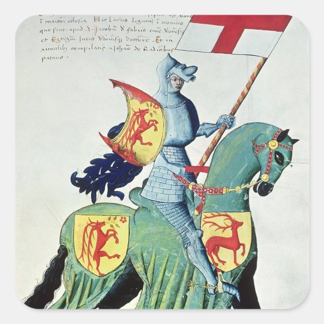 Adesivo Quadrado Um Cavaleiro Carregando os Braços de Verona (Frente)