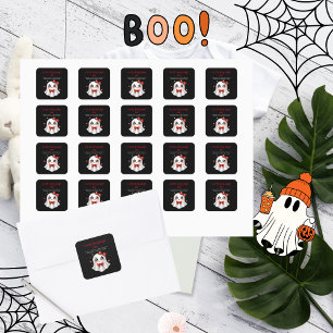 Adesivo Quadrado Um Chá de fraldas de Booh Halloween