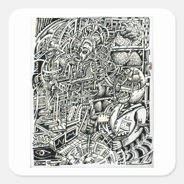 Adesivo Quadrado Um choque para o sistema (cadeira elétrica) (Frente)